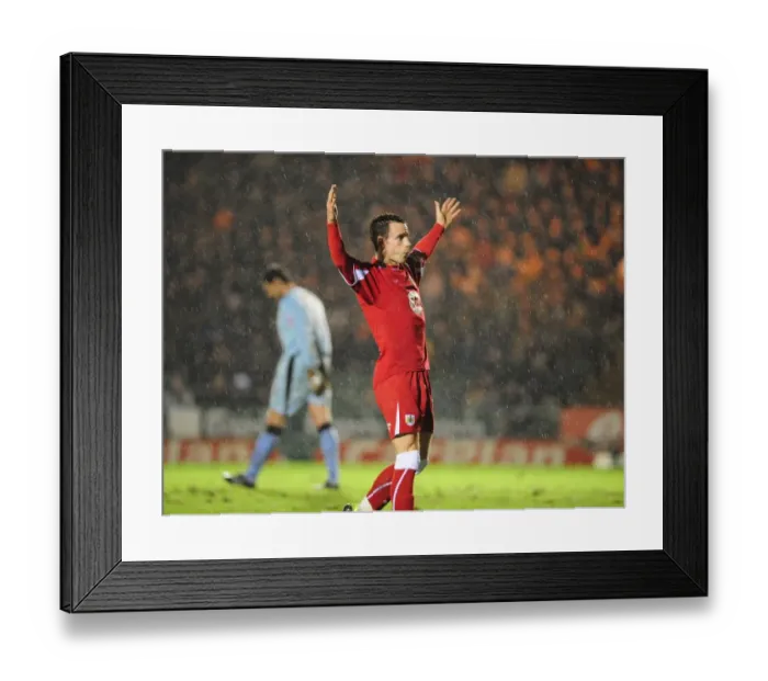 Framed Print : Michael McIndoe Celebrates scoring Bristol citys 1st goal Framed Print : Michael McIndoe Celebrates scoring Bristol citys 1st goal