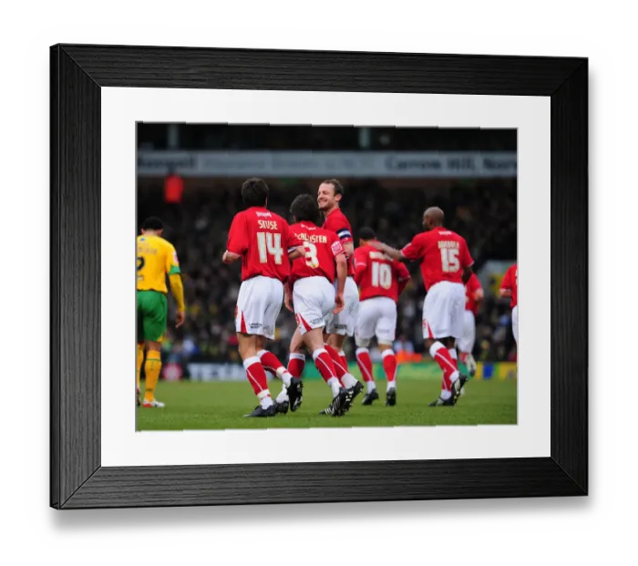 Framed Print : The Championship Showdown: Norwich City vs. Bristol City - A Football Rivalry (08-09 Season)
