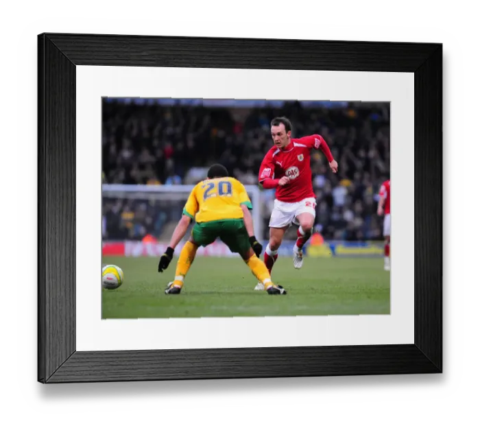 Framed Print : The Championship Showdown: Norwich City vs. Bristol City - A Football Rivalry (Season 08-09)