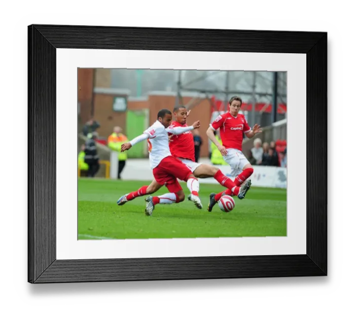 Framed Print : Nicky Maynard has his shot blocked by Joel Framed Print : Nicky Maynard has his shot blocked by Joel