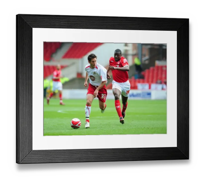Framed Print : Lee Johnson gets away from Guy Moussi Framed Print : Lee Johnson gets away from Guy Moussi