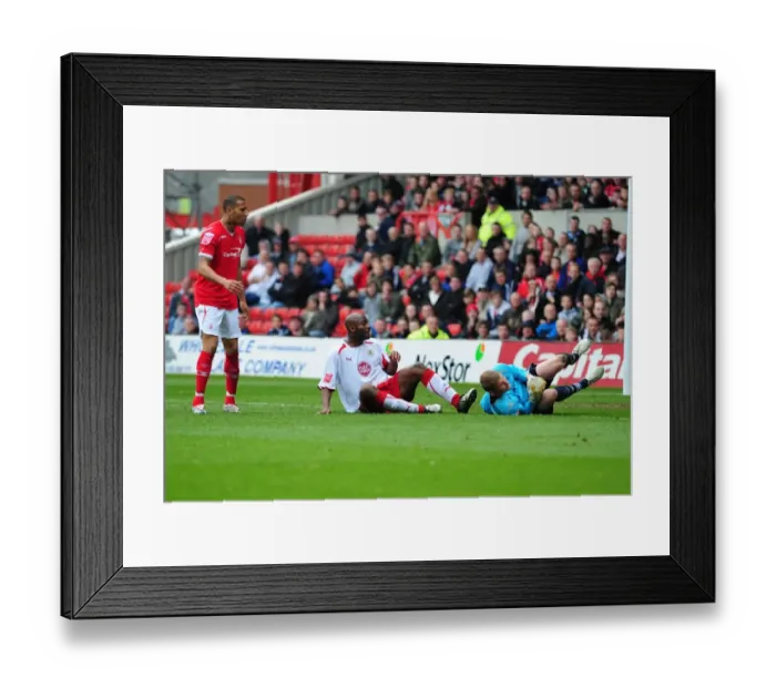 Framed Print : Dele Adebola looks on as keeper Iain Turner