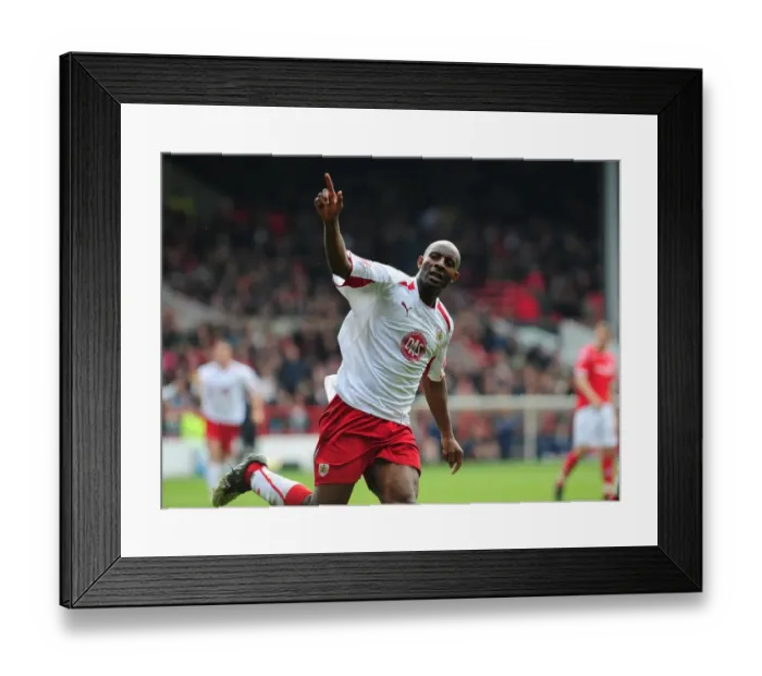 Framed Print : Dele Adebola Celebrates scoring for Bristol Framed Print : Dele Adebola Celebrates scoring for Bristol