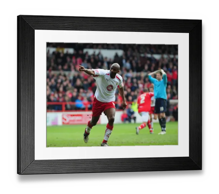 Framed Print : Bristol City's Thrilling Victory: Dele Adebola's Epic Goal Celebration vs. Nottingham Forest Framed Print : Bristol City's Thrilling Victory: Dele Adebola's Epic Goal Celebration vs. Nottingham Forest