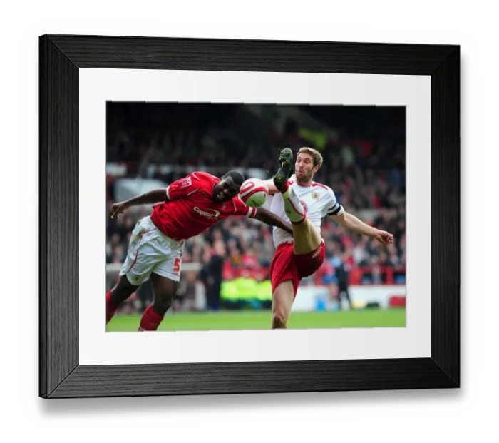 Framed Print : Jamie McCombe sees his shot blocked by Wes Framed Print : Jamie McCombe sees his shot blocked by Wes