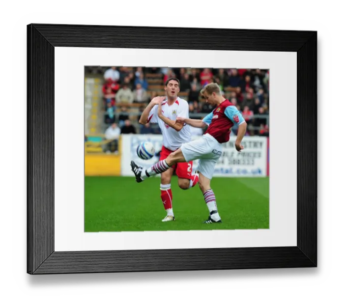 Framed Print : Bradley Orr blocks a Christian Kalvenes pass Framed Print : Bradley Orr blocks a Christian Kalvenes pass