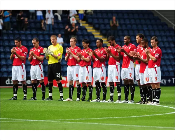 Bristol City players during minutes applause