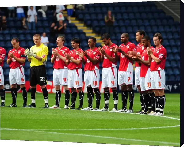 Bristol City players during minutes applause