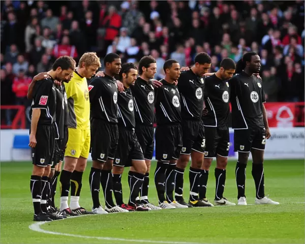 Bristol City players observe minutes silence
