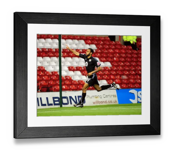Framed Print : Danny Haynes celebrates after equalising