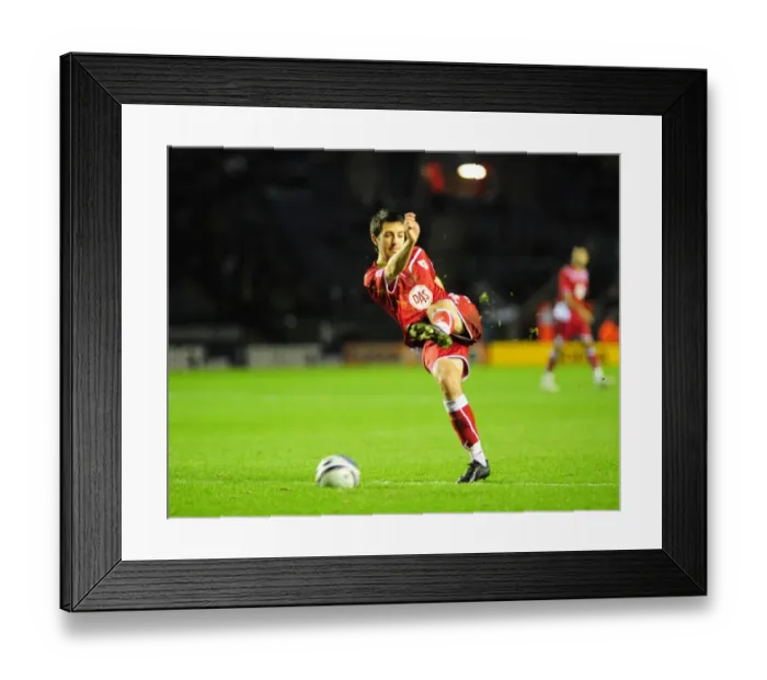 Framed Print : Cole Skuse shoots for goal