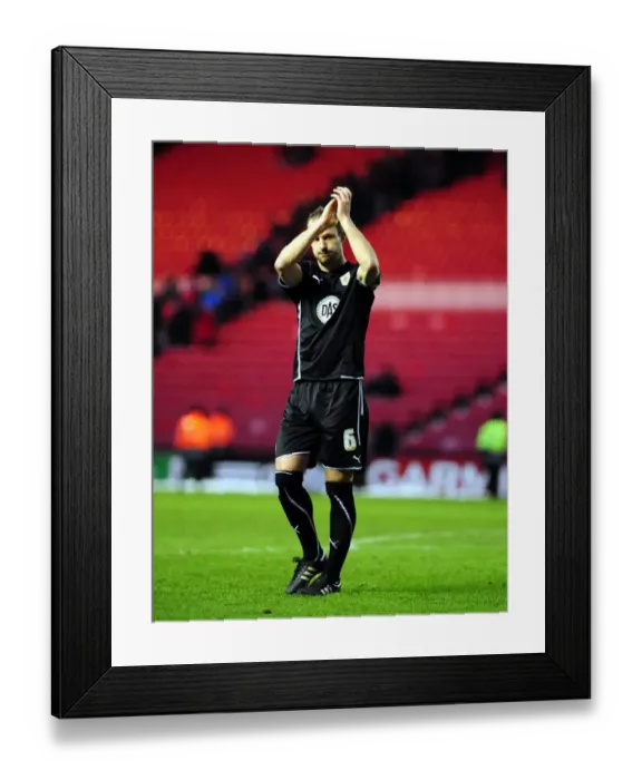Framed Print : Captain Louis Carey Appreciates Traveling Fans: Middlesbrough vs. Bristol City Framed Print : Captain Louis Carey Appreciates Traveling Fans: Middlesbrough vs. Bristol City