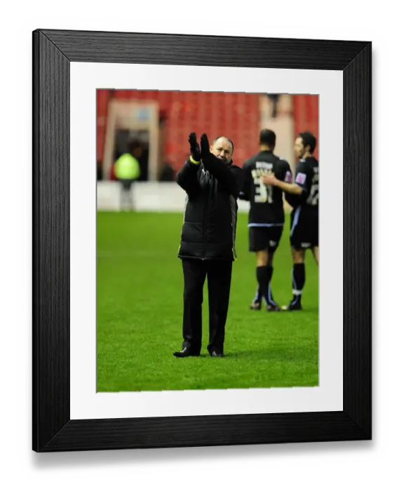 Framed Print : Manager Gary Johnson thanks the travelling fans Framed Print : Manager Gary Johnson thanks the travelling fans