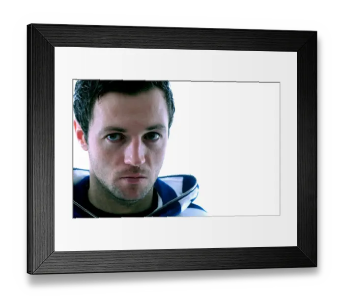 Framed Print : Ivan Sproule: Portrait of Determination in Blue and White