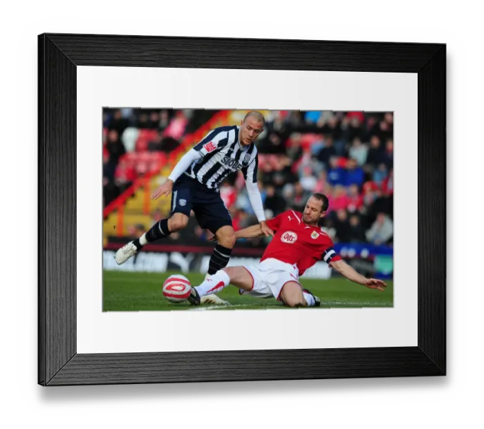 Framed Print : Intense Football Championship Clash: Louis Carey Tackles Roman Bednal - Bristol City vs. West Bromwich Albion, 2010 Framed Print : Intense Football Championship Clash: Louis Carey Tackles Roman Bednal - Bristol City vs. West Bromwich Albion, 2010