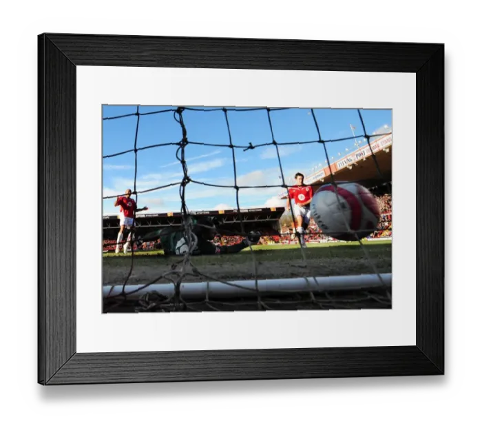 Framed Print : Lee Johnson's Euphoric Moment: Beating Scott Carson for Bristol City's Second Goal vs. West Bromwich Albion - Championship Football, 21st February 2010