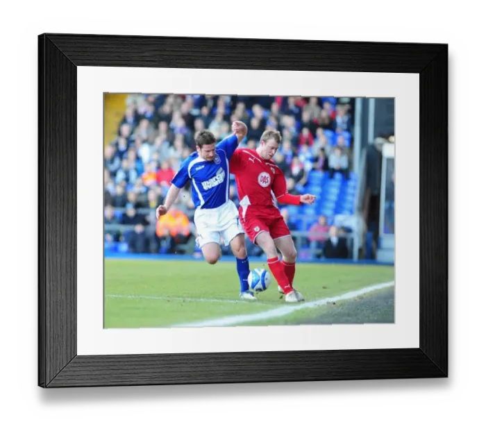Framed Print : Clash of the Davids: Intense Rivalry between David Clarkson and David Norris in Ipswich Town vs. Bristol City Football Match