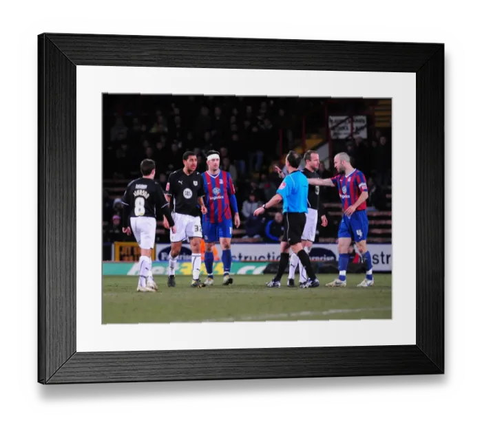 Framed Print : Bloody Clash: Nyatanga Protest against Referee Russell over Lee's Elbow at Selhurst Park, 2010 - Championship Football Match: Crystal Palace vs. Bristol City Framed Print : Bloody Clash: Nyatanga Protest against Referee Russell over Lee's Elbow at Selhurst Park, 2010 - Championship Football Match: Crystal Palace vs. Bristol City