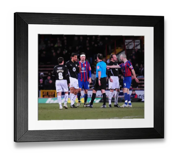 Framed Print : Bloody Clash: Nyatanga Protested Ref after Suffering Nosebleed from Lee in Crystal Palace vs. Bristol City Championship Match (2010) Framed Print : Bloody Clash: Nyatanga Protested Ref after Suffering Nosebleed from Lee in Crystal Palace vs. Bristol City Championship Match (2010)