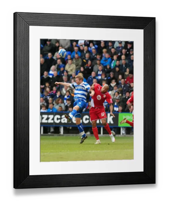 Framed Print : Challenge in the Sky: Gunnarsson vs. Iwelumo in the Thrilling Reading vs. Bristol City Championship Clash, March 2010 Framed Print : Challenge in the Sky: Gunnarsson vs. Iwelumo in the Thrilling Reading vs. Bristol City Championship Clash, March 2010