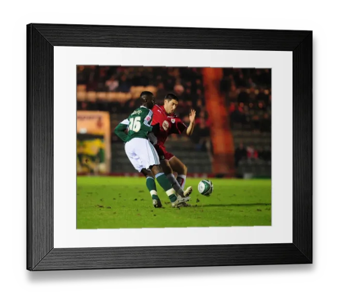 Framed Print : Bradley Orr vs Yannick Bolasie: Intense Battle in the Championship Clash between Plymouth Argyle and Bristol City - 16 / 03 / 2010
