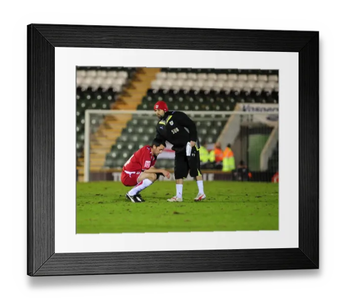Framed Print : Bristol City's Cole Skuse and Paul Hartley: A Moment of Consolation at the Final Whistle (Plymouth Argyle vs. Bristol City, March 16, 2010)