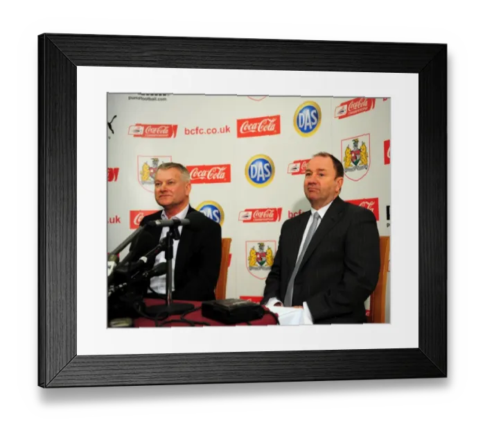 Framed Print : Gary Johnson Bids Farewell to Steve Lansdown: A Championship Goodbye at Ashton Gate (March 18, 2010) Framed Print : Gary Johnson Bids Farewell to Steve Lansdown: A Championship Goodbye at Ashton Gate (March 18, 2010)