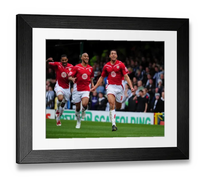 Framed Print : Bristol City's Thrilling Start: Lewin Nyatanga Scores the Opener Against Newcastle United at Ashton Gate Stadium (2010)