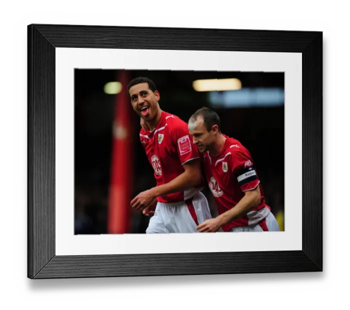 Framed Print : Bristol City's Thrilling Start: Lewin Nyatanga Scores the Opener Against Newcastle United at Ashton Gate Stadium (2010)