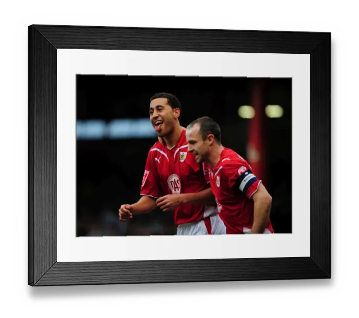 Framed Print : Bristol City's Lewin Nyatanga Scores Opening Goal vs. Newcastle United in 2010 Championship Match (Ashton Gate Stadium)