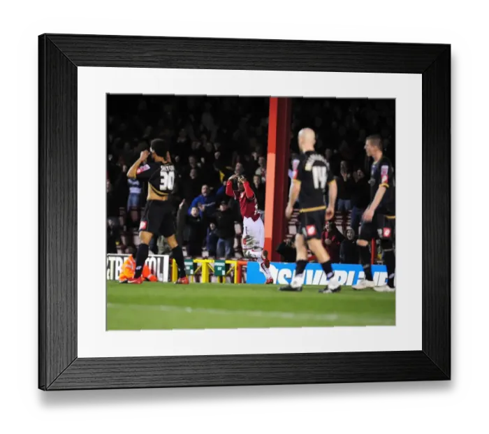 Framed Print : Thrilling Goal Celebration: Nicky Maynard's Stunner at Ashton Gate - Bristol City vs Barnsley, Championship 2010