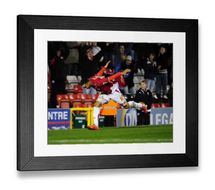 Framed Print : Thrilling Moment: Nicky Maynard's Goal Celebration vs Barnsley in Bristol City's Championship Win, 2010 Framed Print : Thrilling Moment: Nicky Maynard's Goal Celebration vs Barnsley in Bristol City's Championship Win, 2010