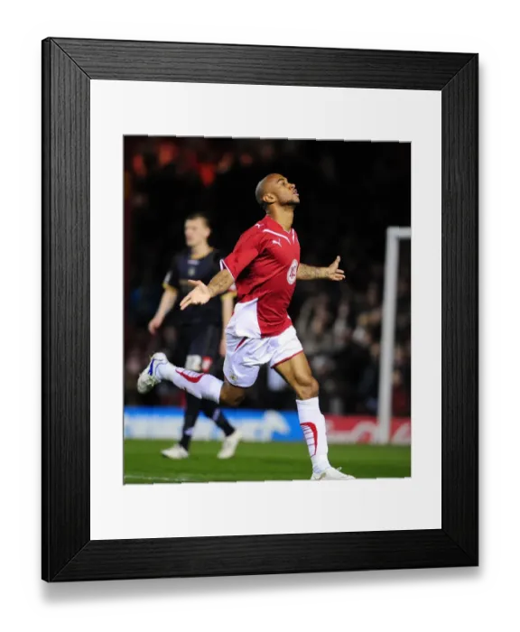 Framed Print : Euphoric Moment: Danny Haynes Thrilling Goal Celebration vs Barnsley (Championship, 23 / 03 / 2010)