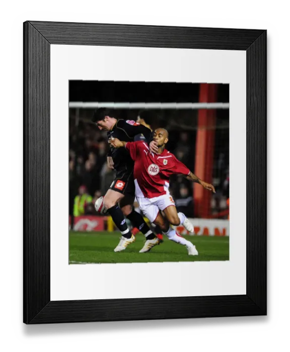 Framed Print : Intense Championship Clash: Haynes vs Macken's Battle for Possession, Bristol City vs Barnsley, 2010 Framed Print : Intense Championship Clash: Haynes vs Macken's Battle for Possession, Bristol City vs Barnsley, 2010