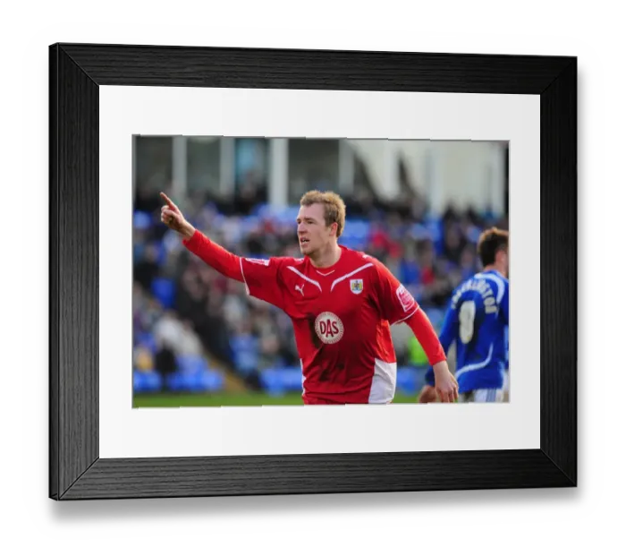 Framed Print : Thrilling Goal Celebration: David Clarkson's Strike for Bristol City in Peterborough Championship Match (2010)