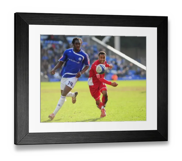 Framed Print : Battling for Championship Glory: Maynard vs. Geohaggon - A Football Rivalry Unfolds (Peterborough vs. Bristol City, 2010) - The Clash of Champions: Maynard's Determination vs. Geohaggon's Defiance (Peterborough v Bristol City)