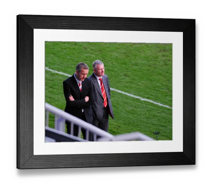 Framed Print : Bristol City's Championship Victory: Keith Millen and Steve Lansdown Celebrate One-Nil Win over Peterborough United (2010)