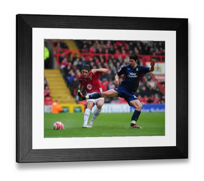 Framed Print : Bradley Orr vs. George Boyd: Intense Battle in the Championship Clash between Bristol City and Nottingham Forest - 03 / 04 / 2010