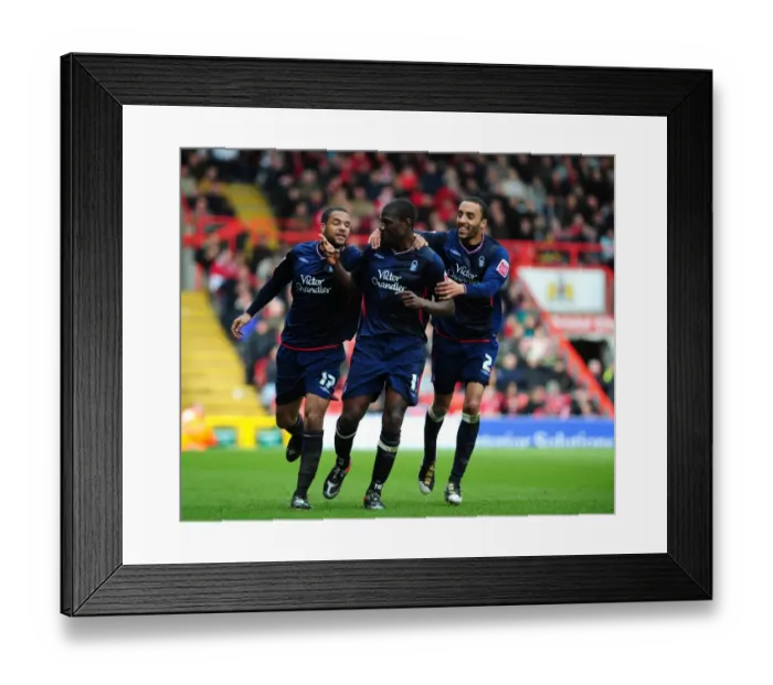 Framed Print : Goal Celebration: Guy Moussi's Thrilling Moment as Nottingham Forest Secures Victory over Bristol City (03 / 04 / 2010, Championship)