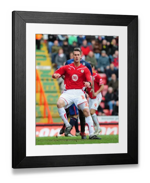 Framed Print : Championship Showdown: Stefan Maierhofer's Battle at Ashton Gate - Bristol City vs Nottingham Forest (03 / 04 / 2010)