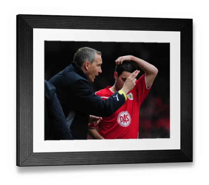 Framed Print : Keith Millen and Lee Johnson: Caretaker and Prospect at Ashton Gate - Bristol City vs Nottingham Forest, Championship 2010 Framed Print : Keith Millen and Lee Johnson: Caretaker and Prospect at Ashton Gate - Bristol City vs Nottingham Forest, Championship 2010