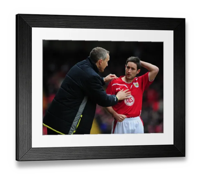 Framed Print : Caretaker and Prospect: Keith Millen and Lee Johnson at Ashton Gate - Bristol City vs Nottingham Forest, Championship 2010