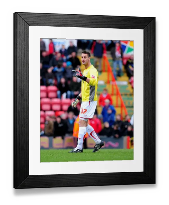 Framed Print : Bristol City's Stefan Maierhofer: Emergency Heroics as Goalkeeper vs. Nottingham Forest (03 / 04 / 2010)