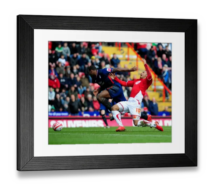 Framed Print : Bristol City's Nicky Maynard Fouled by Wes Morgan in Championship Clash vs. Nottingham Forest (03 / 04 / 2010) Framed Print : Bristol City's Nicky Maynard Fouled by Wes Morgan in Championship Clash vs. Nottingham Forest (03 / 04 / 2010)