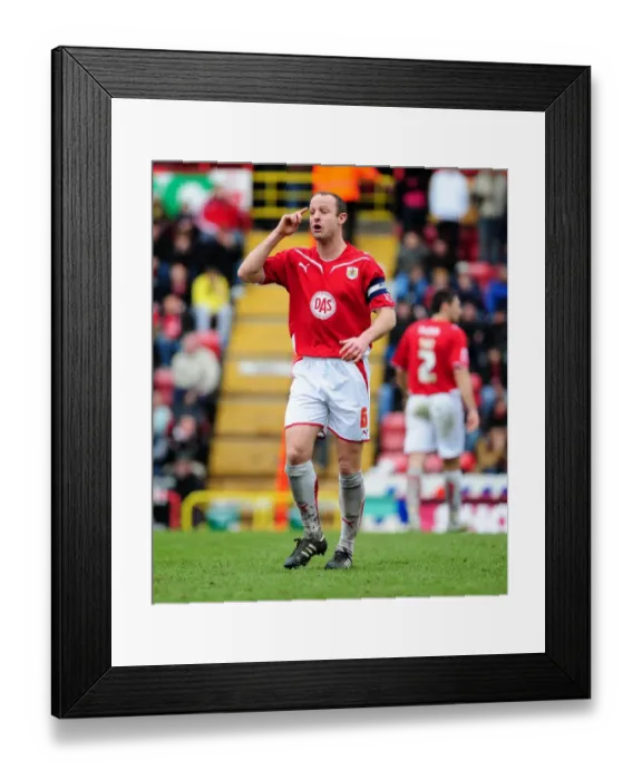 Framed Print : Louis Carey in Action: Bristol City vs. Nottingham Forest, Championship Match at Ashton Gate Stadium (03.04.2010)