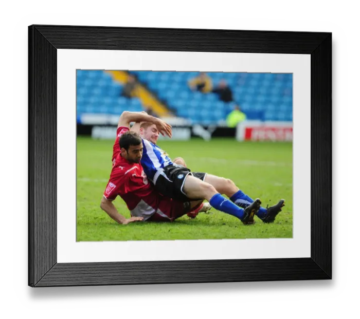 Framed Print : Battling for the Ball: Fontaine vs. O'Connor in the Intense Championship Clash between Sheffield Wednesday and Bristol City (16th March 2010)