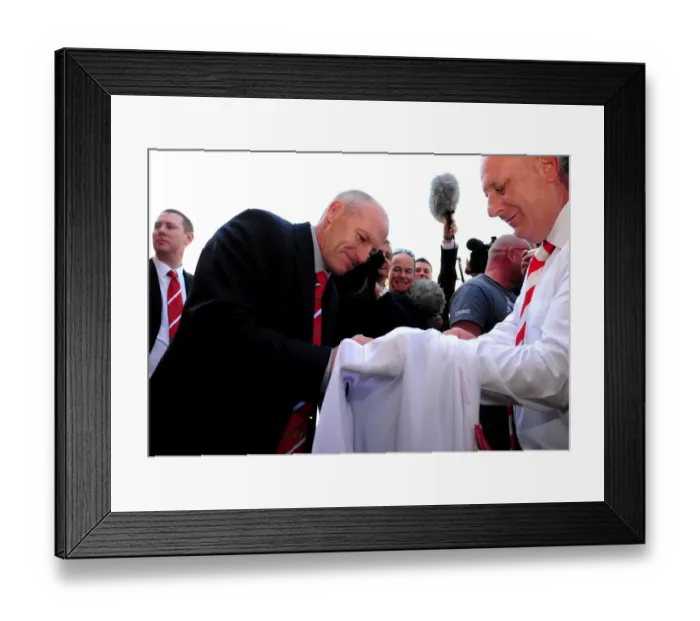 Framed Print : New Manager Steve Coppell Embraces Ecstatic Bristol City Fans at Ashton Gate Stadium, 2010 Framed Print : New Manager Steve Coppell Embraces Ecstatic Bristol City Fans at Ashton Gate Stadium, 2010
