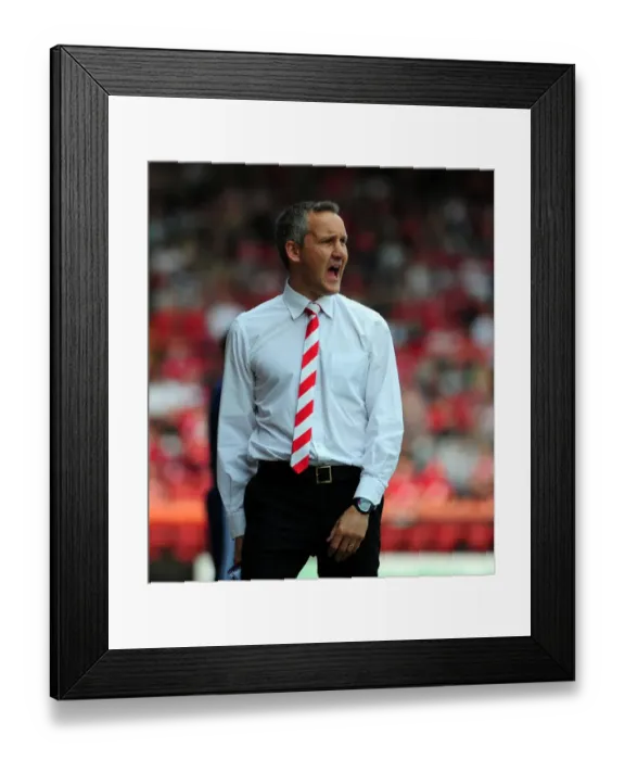 Framed Print : Keith Millen Leads Bristol City Against Derby County in Championship Showdown at Ashton Gate, 2010