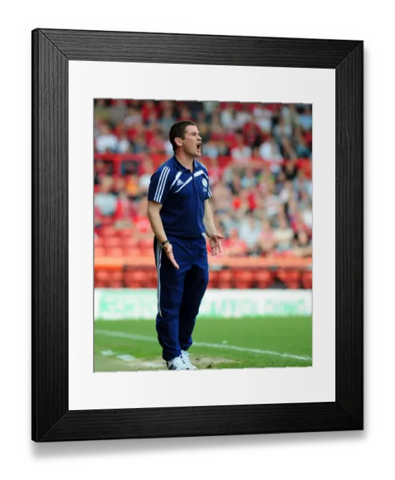 Framed Print : Nigel Clough at the Helm: Derby County vs. Bristol City, Championship Clash at Ashton Gate Stadium (April 2010)