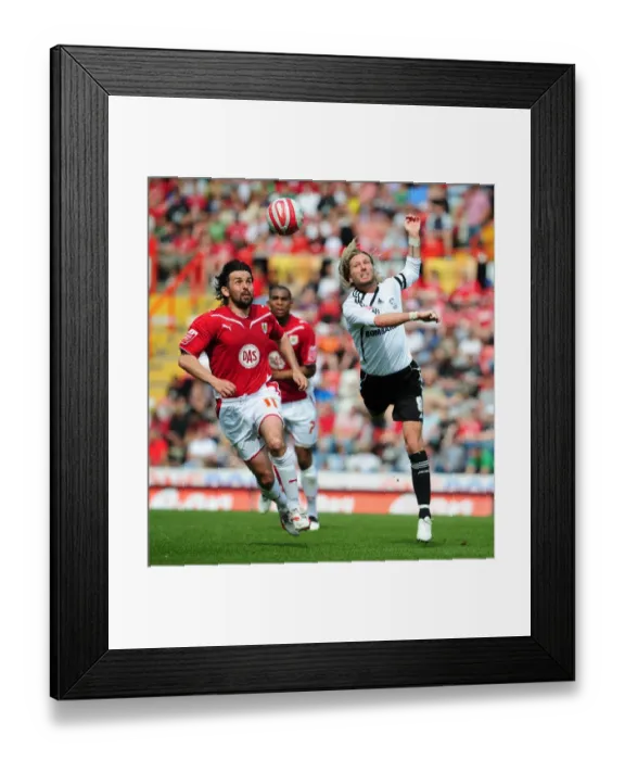 Framed Print : Derby vs. Bristol City: Clash in the Sky – Robbie Savage vs. Paul Hartley, 2010 Championship Battle